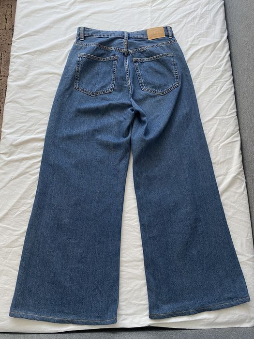 jeansy niebieskie wide leg s m 36/38 bershka