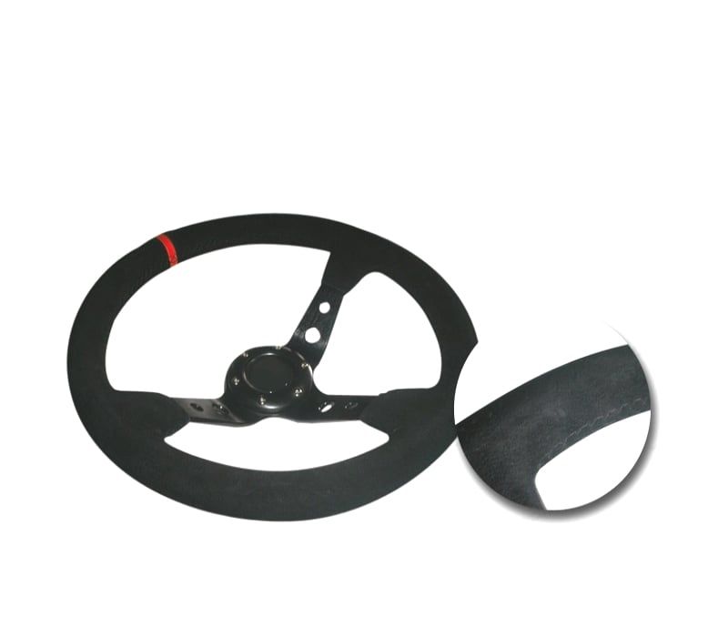 VOLANTE TIPO OMP INVERTIDO PRETO VERMELHO CAMURÇA