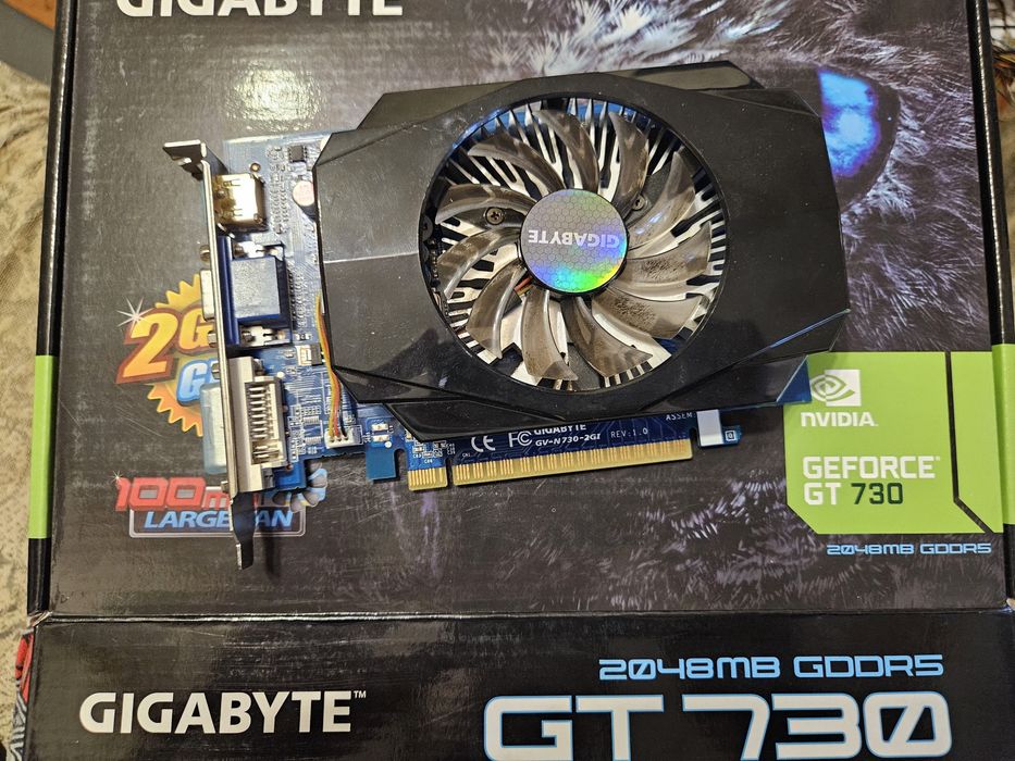 Видеокарта бренда Gigabyte GeForce  730 2gb в коробке