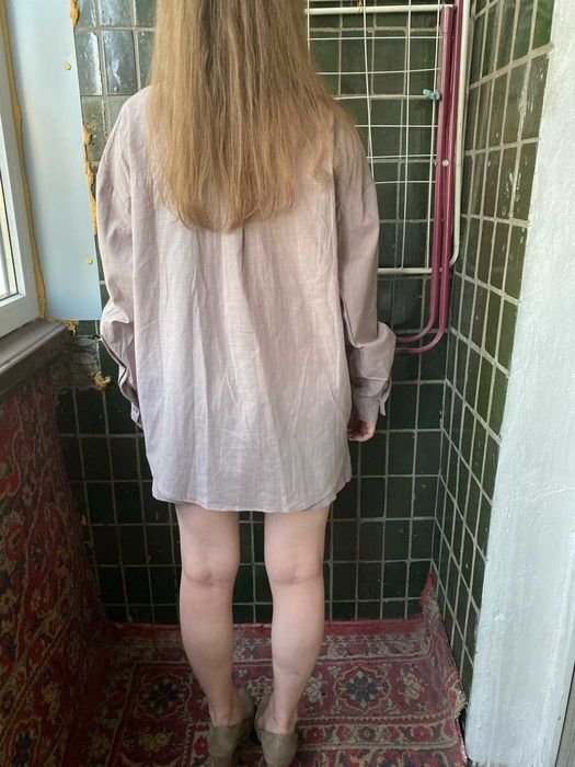 Жіночий літній костюм з бавовни шорти сорочка коричневий оверсайз