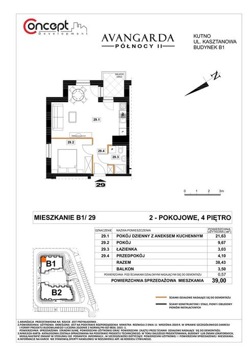 Mieszkanie 2-pokojowe, 39 m² | B1/29 - Widok 2