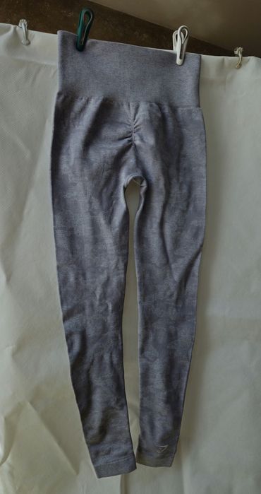 Gymshark Camo Seamless legginsy Lavender Grey szare XS 34 push up tali
