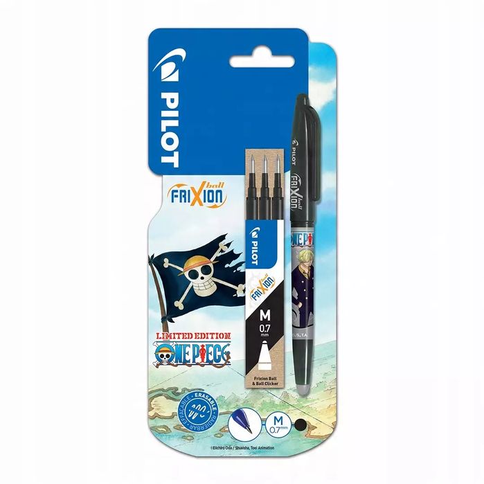 Zestaw pióro kulkowe długopis Frixion Ball czarne 3x wkład Pilot One Piece. Pilot. Nowy Produkt