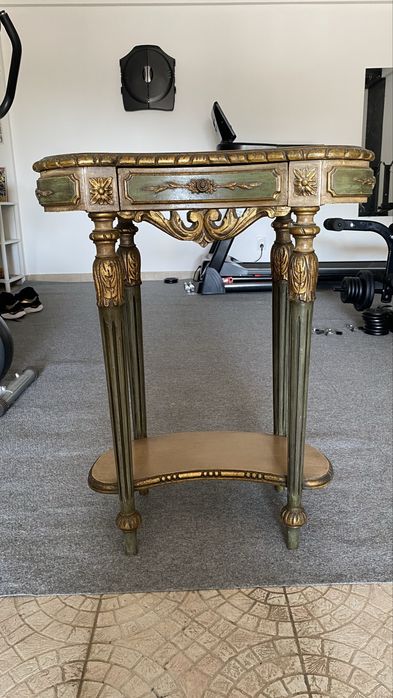 Mesa antiga vintage dourada em madeira | Consola clássica