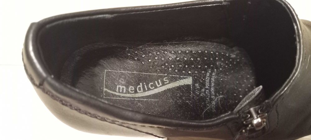 Medicus 38 Półbuty Damskie Skóra Naturalna Czółenka na Słupku Czarne