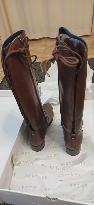 GEOX botas novas em folha, pele, cano alto, 39.5