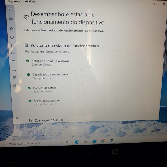 Portátil HP a funcionar