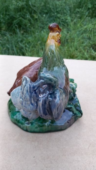 Редкая фарфоровая статуэтка Петух и куры, СССР СХФ-1, Старая Гжель