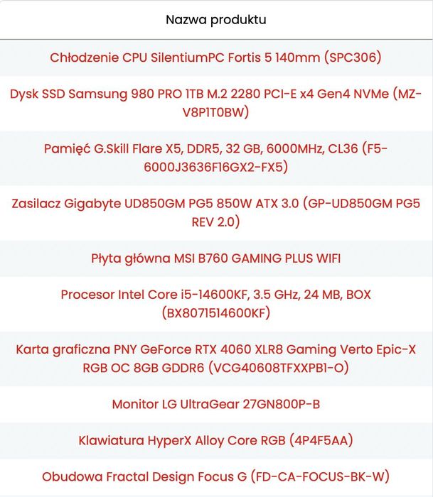 PC Gaming/Praca | i5-14600KF | RTX 4060 | 32GB DDR5 |+ Interfejs Audio