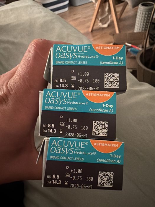 Acuvue oasys HydraLuxe astigmatism 88szt. D +1.00, Cyl. -0.75, oś 180