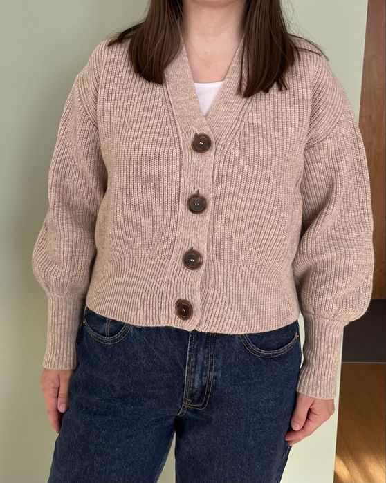 Sweter kardigan beżowy wełniany Nalu Bodywear XS/S