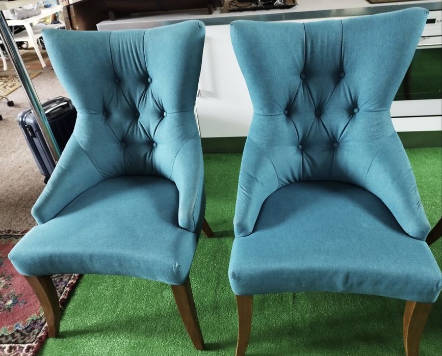 fotele tapicerowane salonowe Vintage 2 szt. turkusowe