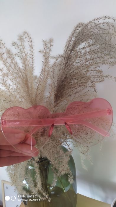 Okulary ozdobne serca różowe ombre