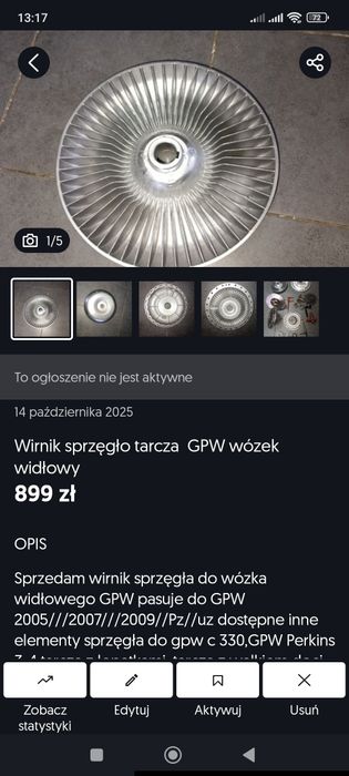 Sprzęgło GPW Perkins docisk tarcza , części GPW
