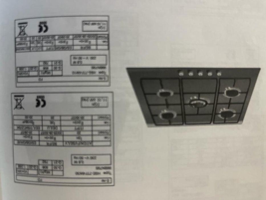 Placa de vitroceramica com 5 queimadores a gás