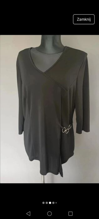 Bluzka czarna oversize asemetryczna dekold w serek V lata 80