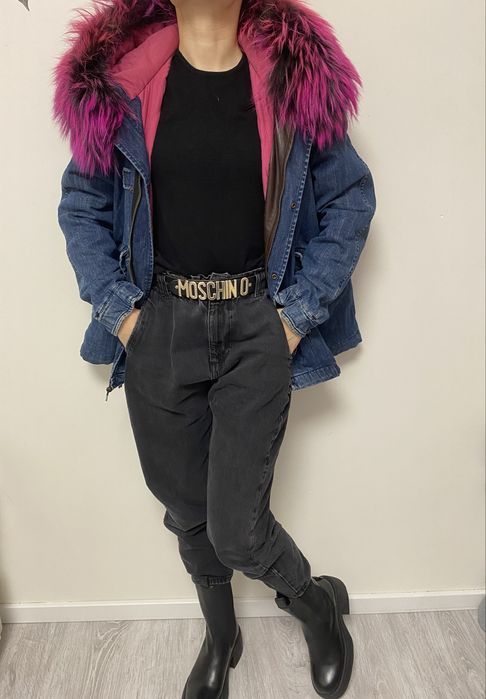 Kurtka Mr&Mrs italy jeansowa parka futro jenot jenota