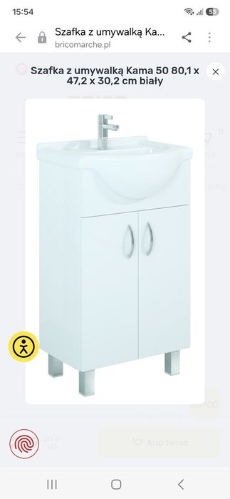 Szafka z umywalką Kama 50 w kolorze białym