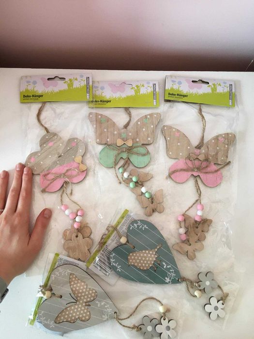 Zestaw wiosennych ozdób z drewna