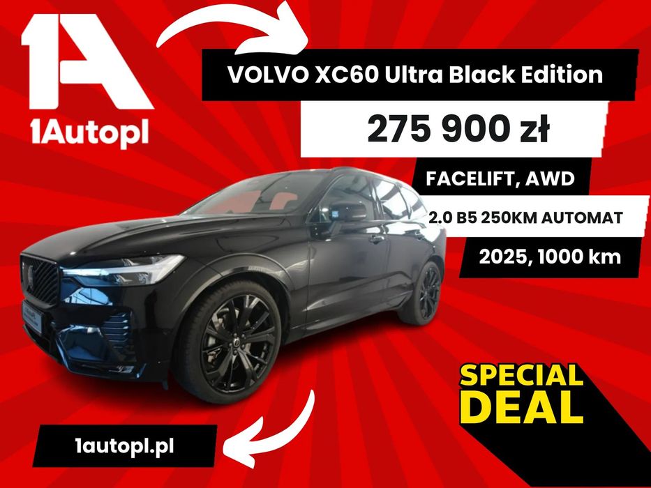 Volvo XC 60 VOLVO XC 60 Ultra BLACK Edition, OD RĘK I, WYPRZEDAŻ 2025