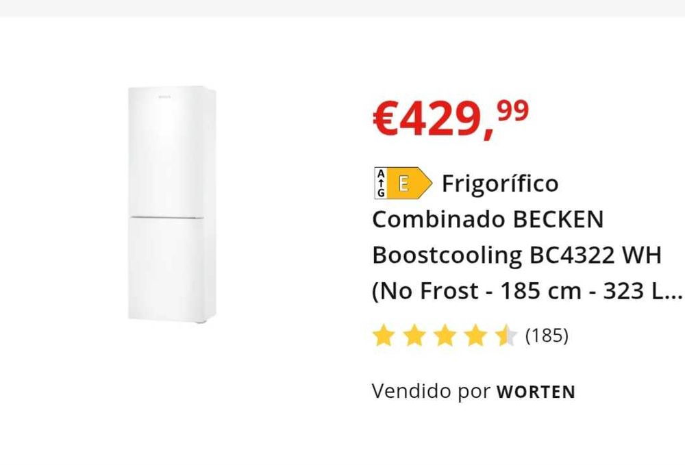 Frigorífico Becken BC4322WH – Como Novo (apenas 4 meses de uso)