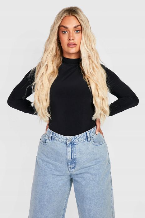 Body Czarne Dopasowane Ze Stójką Stringi Casual Boohoo Xl 42