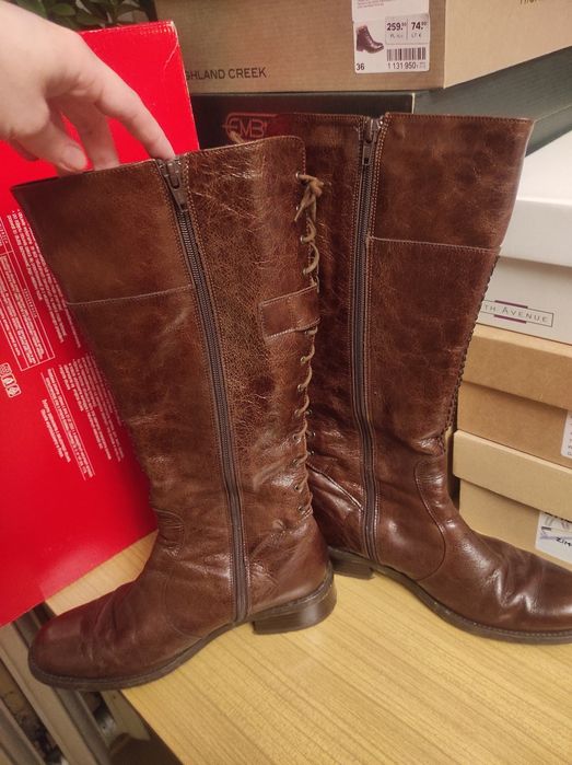 Skórzane kozaki do kolan rozmiar 37