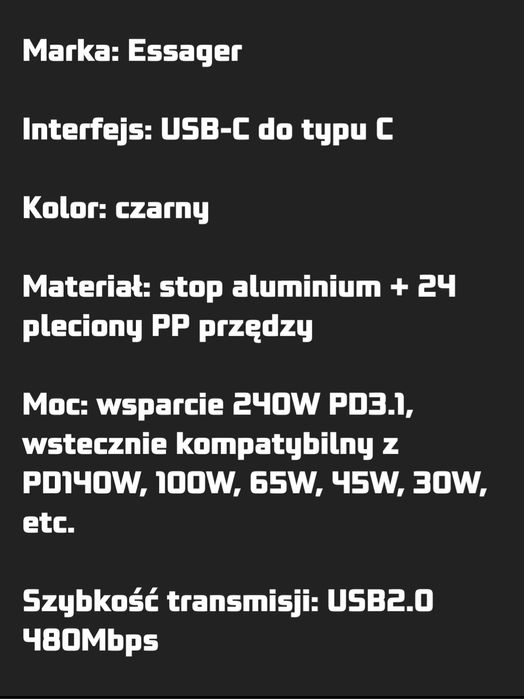 Przewód usb c  -  usb c