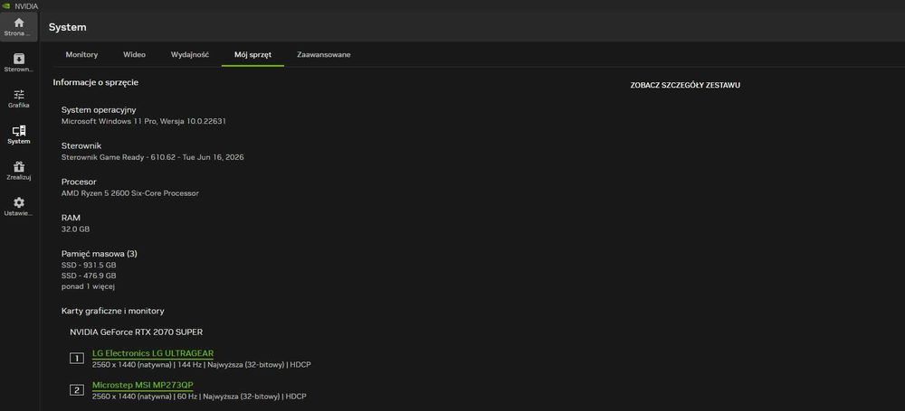 Komputer gamingowy RTX 2070 Super / Ryzen 5 / 32GB RAM / 3 dyski (2TB) / Win 11 Pro