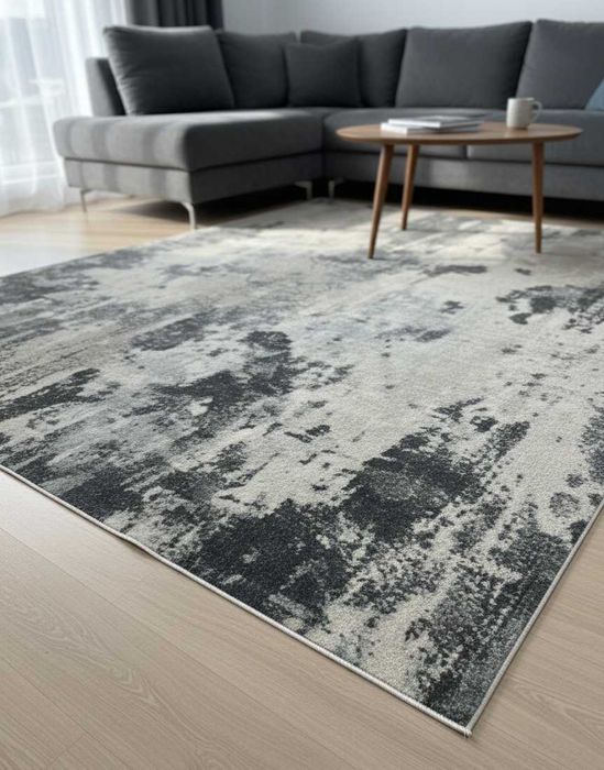 Dywan duży abstrakcyjny wzór zielony biały opal