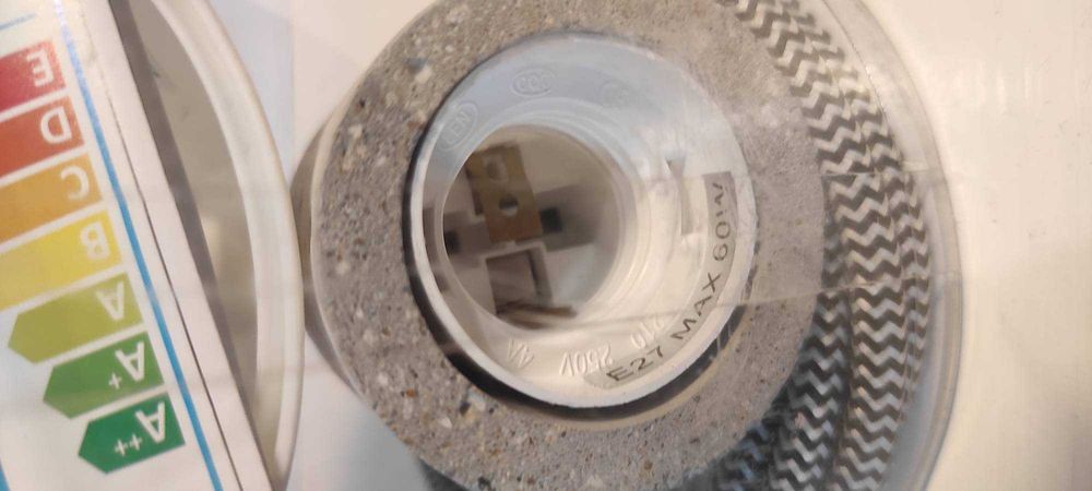 Lampa Wisząca OPRAWA LEDmaxx Deko E27 Kabel 2m, Industrialna, BETON