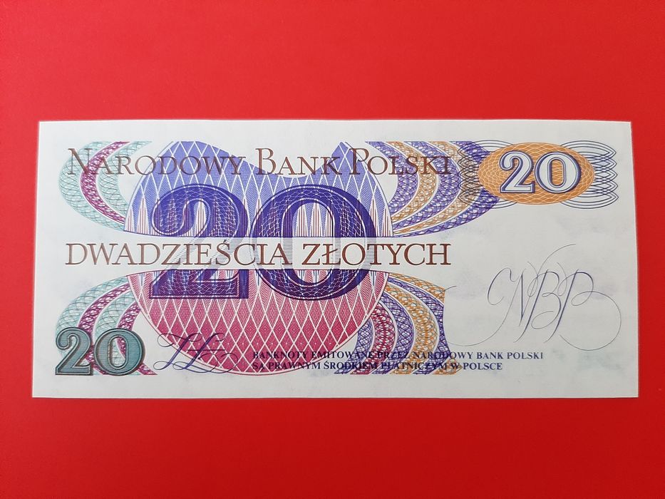 Banknot 20 złotych 1982 PRL seria AR, UNC