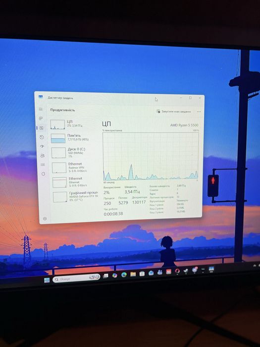 ігровий компютер  Ryzen 5 + GTX 1660 Ti, повний комплект.