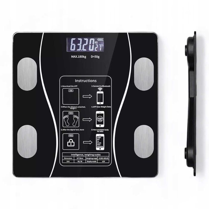 WAGA ŁAZIENKOWA Bluetooth Smart Intelligent Analityczna Do 180KG