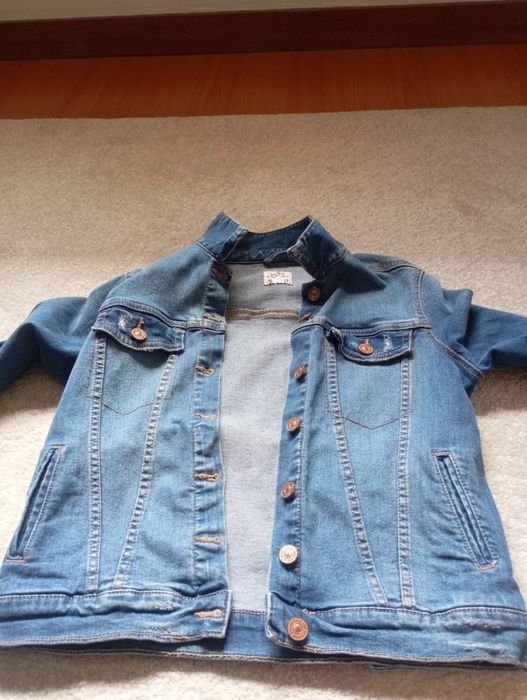 Casaco de ganga Tam M , usado uma vez.