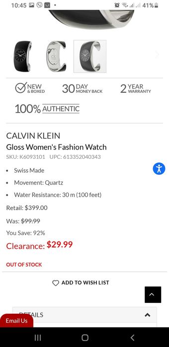 Часы Calvin Klein