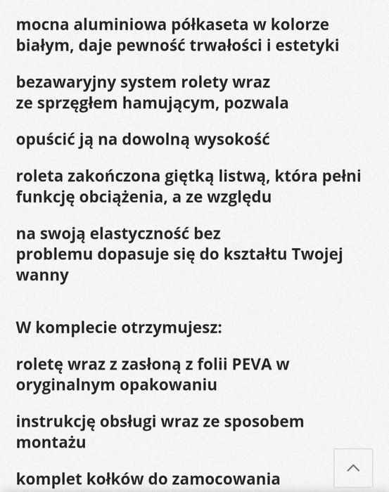 Roleta wannowa 160 cm x 240 cm
