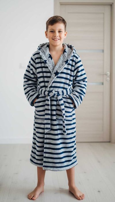 Szlafrok z kapturem dwustronny miękki w dotyku, gruby