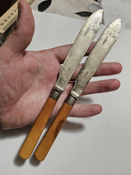 Вінтаж Рідкісні Столові Ножі для Риби М'яса EPNS Посріблення Англія