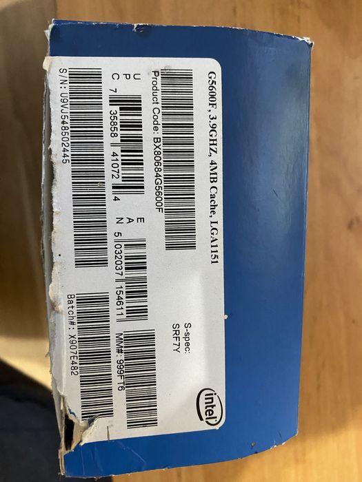 Процесор Intel Pentium G5600f 1151v2 3,9GHz