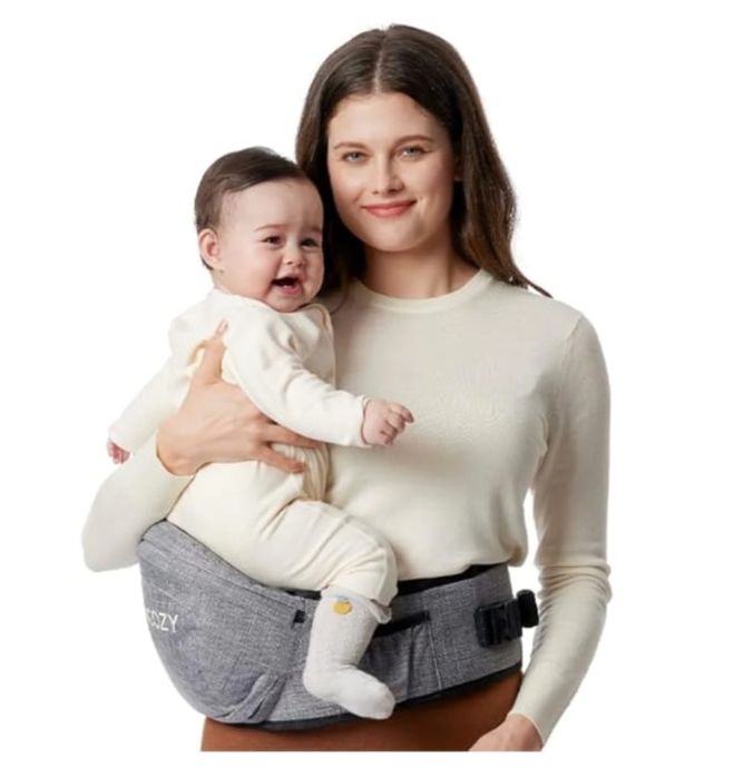 Porta bebés ergonómico e ajustável com bolsa e  assento (de cintura)