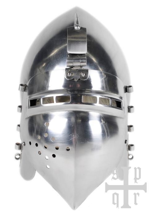 Niemiecki Visored Bascinet,  Hełm, Ok.  , Stal 2 Mm - Bm