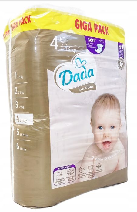Pieluszki pampersy Dada extra care rozmiar 4  giga pack 164 szt