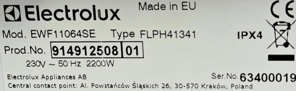 Pralka Electrolux 6kg z transportem,Gwarancja