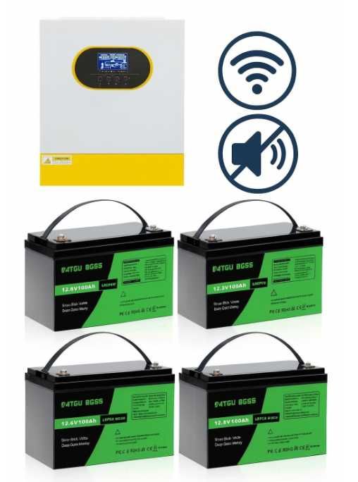 5.1кВт резервное питание инвертор 24v WiFi + 4 аккумулятора 12v 100A