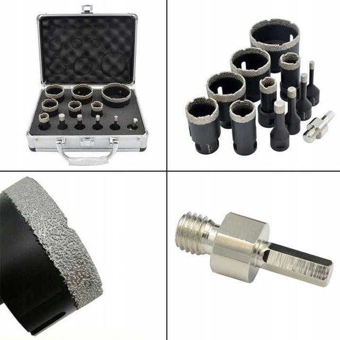 ZESTAW OTWORNICA WIERTŁO Diamentowe Do Gresu Płytek Koronki 6-68mm 12e