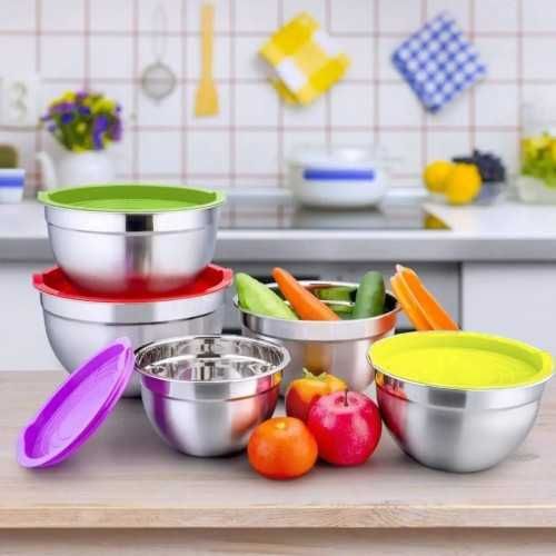 Набір мисок 5 шт із нержавіючої сталі з кришками
