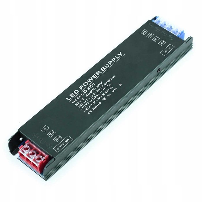 Zasilacz LED Transformator 24V 400W, Transformator 16,7A