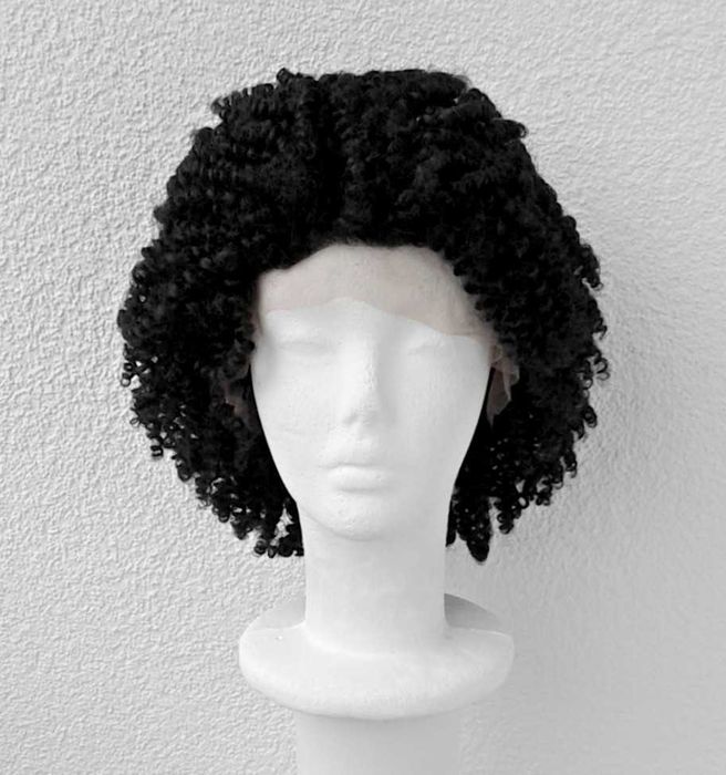 Lace Front czarna lokowana peruka na co dzień afro cosplay wig