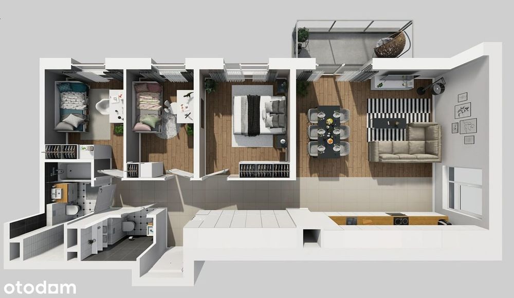 Krzyki | 4 pokoje, 80 m2, balkon| W pobliżu park